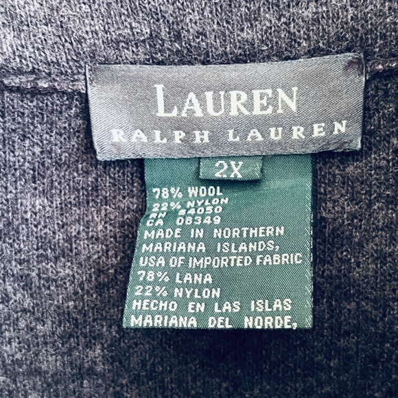 LAUREN Ralph Lauren Black/Gray Worsted Wool Blend Zip Up Jacket Size 2X - Picture 2 of 11